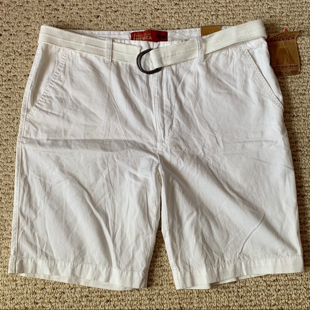 Perry Ellis America Men’s Cotton White Shorts